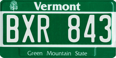 VT license plate BXR843