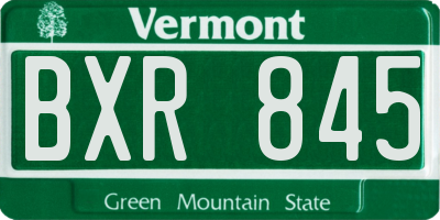 VT license plate BXR845