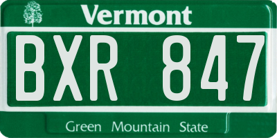 VT license plate BXR847