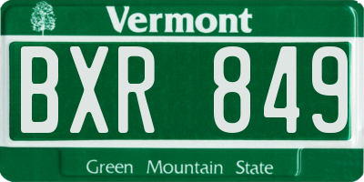 VT license plate BXR849