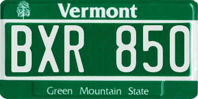 VT license plate BXR850