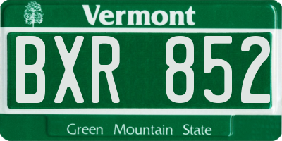 VT license plate BXR852