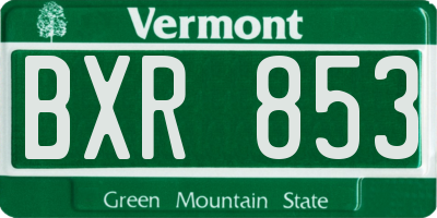 VT license plate BXR853