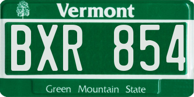 VT license plate BXR854
