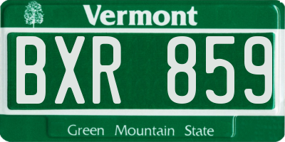 VT license plate BXR859
