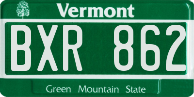 VT license plate BXR862