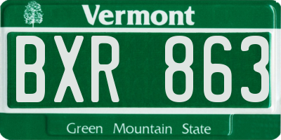 VT license plate BXR863