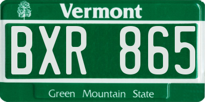 VT license plate BXR865
