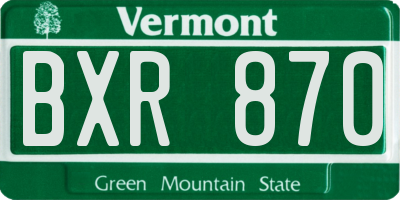 VT license plate BXR870