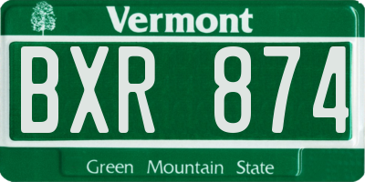 VT license plate BXR874