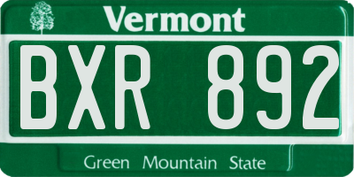 VT license plate BXR892