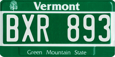 VT license plate BXR893