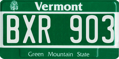 VT license plate BXR903
