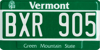 VT license plate BXR905