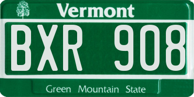 VT license plate BXR908