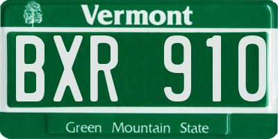 VT license plate BXR910