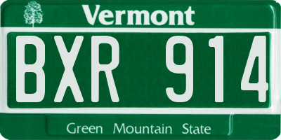 VT license plate BXR914