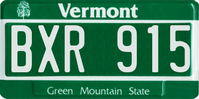 VT license plate BXR915