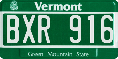 VT license plate BXR916