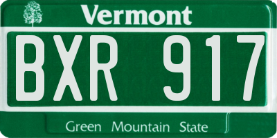 VT license plate BXR917