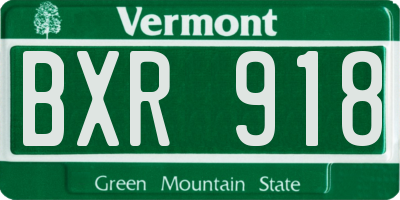 VT license plate BXR918