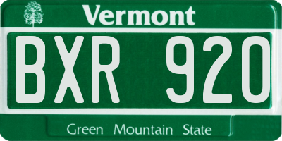 VT license plate BXR920