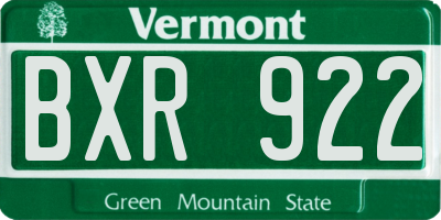 VT license plate BXR922