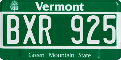VT license plate BXR925
