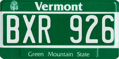 VT license plate BXR926