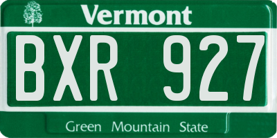 VT license plate BXR927
