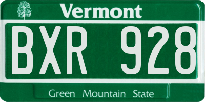 VT license plate BXR928