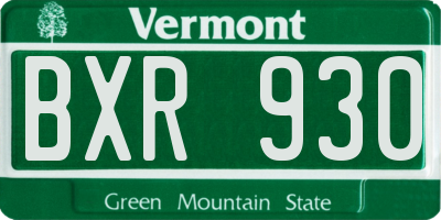 VT license plate BXR930