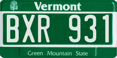 VT license plate BXR931