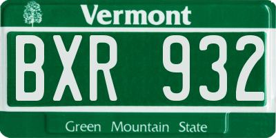 VT license plate BXR932