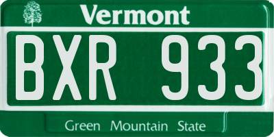 VT license plate BXR933