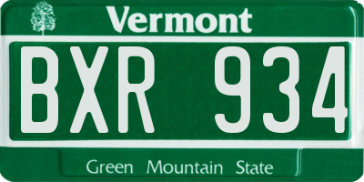 VT license plate BXR934