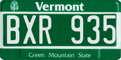 VT license plate BXR935