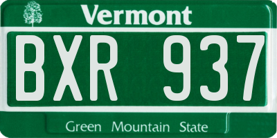 VT license plate BXR937