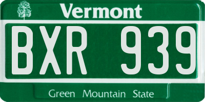 VT license plate BXR939