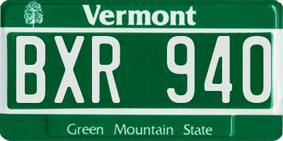 VT license plate BXR940