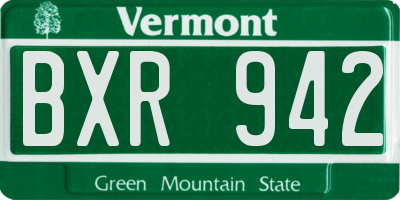 VT license plate BXR942