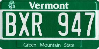 VT license plate BXR947