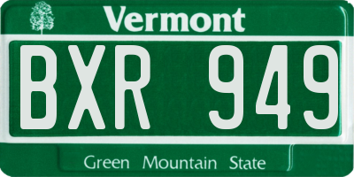 VT license plate BXR949