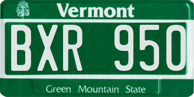 VT license plate BXR950