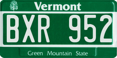 VT license plate BXR952