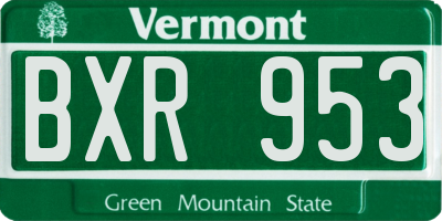 VT license plate BXR953