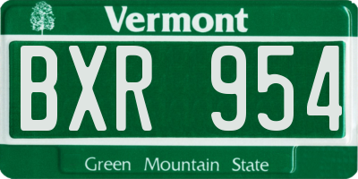 VT license plate BXR954