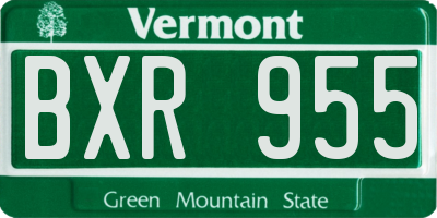 VT license plate BXR955