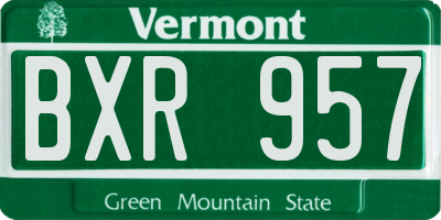 VT license plate BXR957