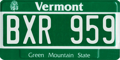 VT license plate BXR959